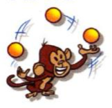 A monkey juggling balls