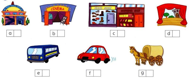 Shopping centre, cinema, shops, theatre, bus, car and horse carriage