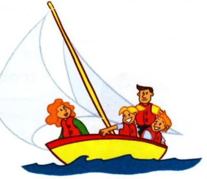 A family in a sailing boat