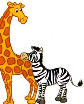 A giraffe standing next to a zebra
