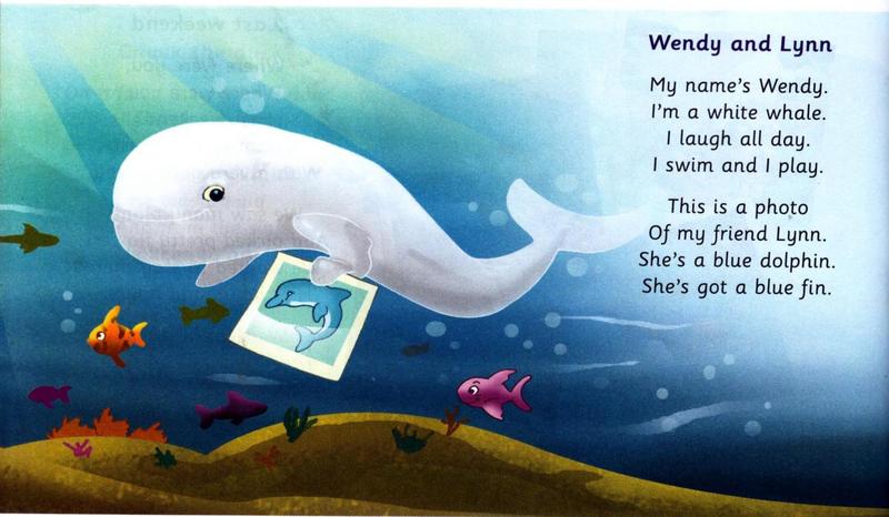 A white whale holding a photo of a blue dolphin under the sea, with the chant Wendy and Lynn