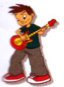 A boy playing an electric guitar