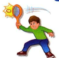 A boy hitting a ball with a racket