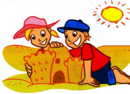 Two children building a sandcastle on the beach