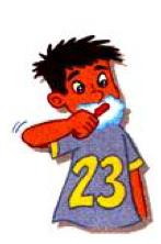 A boy brushing his teeth