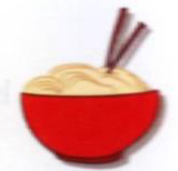 A red bowl of noodles with chopsticks