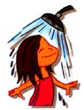 A girl under a shower