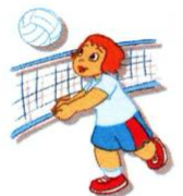A girl hitting a volleyball at the net