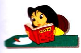 A girl reading a red Maths book