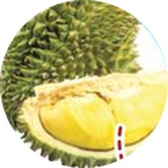 Sebiji buah durian yang dibelah