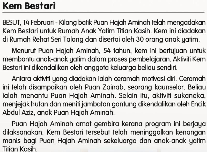Petikan berita Kem Bestari