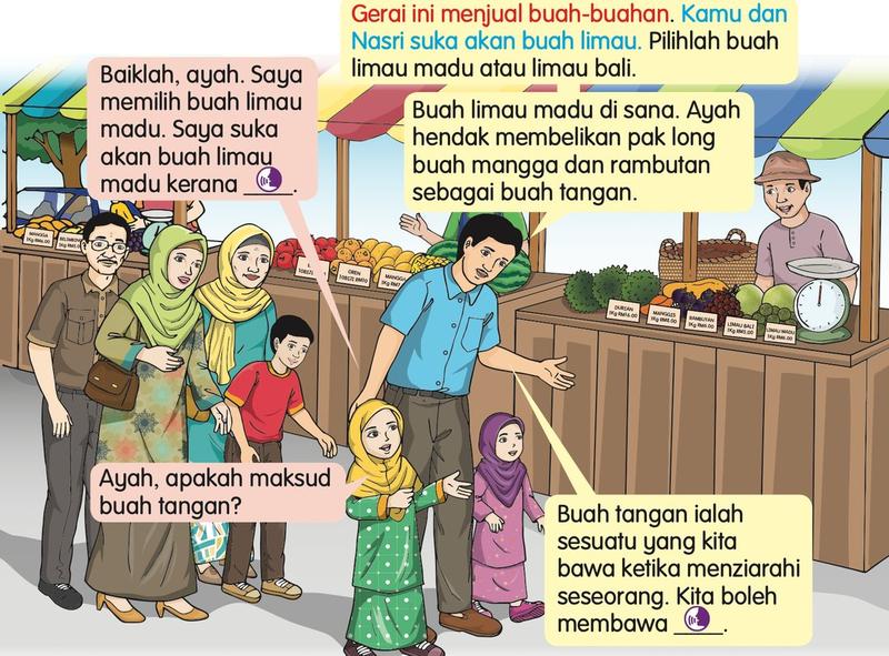 Keluarga Nabila di gerai buah-buahan