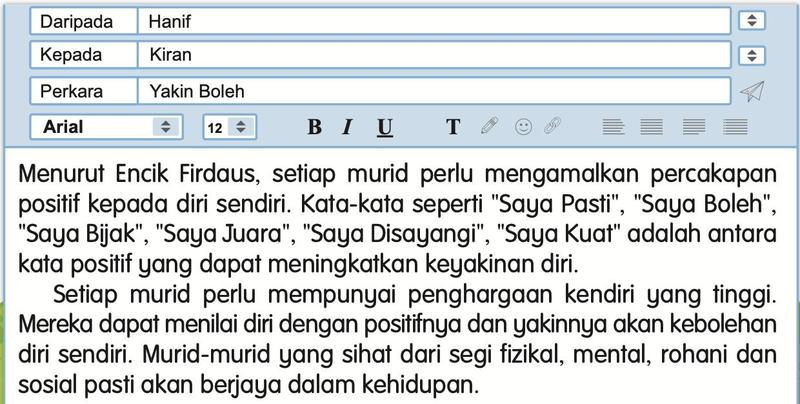 E-mel daripada Hanif kepada Kiran bertajuk Yakin Boleh