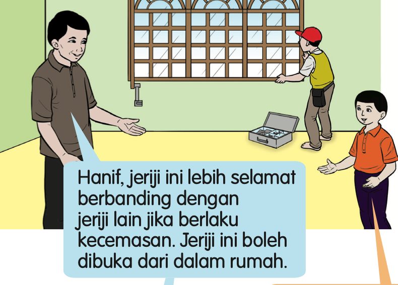 Ayah Hanif bercakap dengan Hanif; seorang tukang memasang jeriji tingkap
