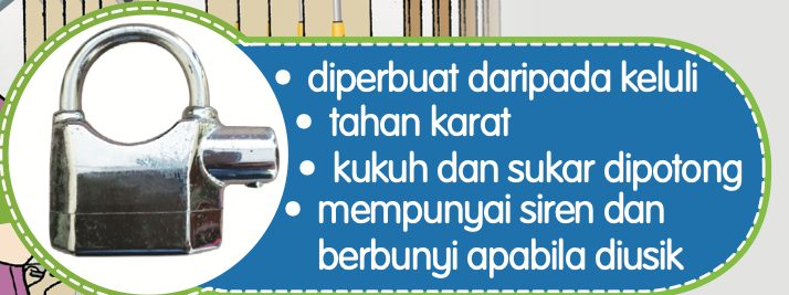 Mangga keluli bersiren: diperbuat daripada keluli, tahan karat, kukuh dan sukar dipotong, mempunyai siren