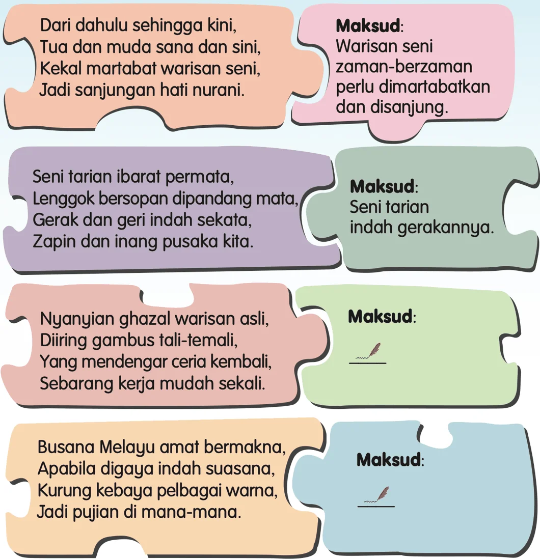 Empat rangkap Syair Warisan Seni dengan ruang maksud
