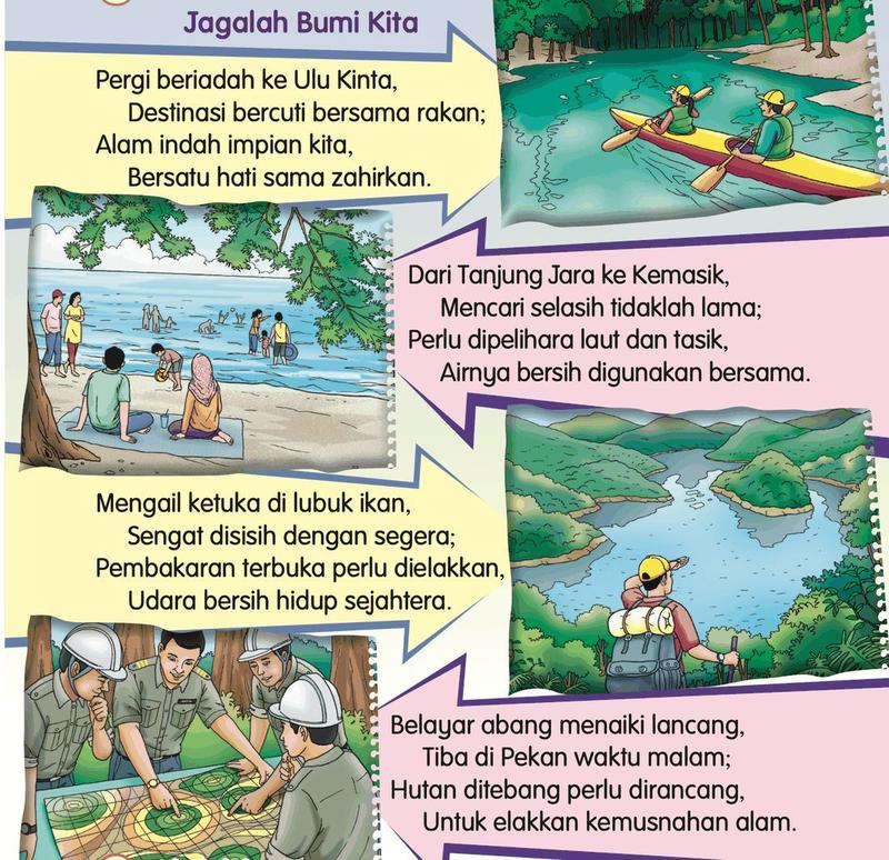 Empat rangkap pantun Jagalah Bumi Kita dengan gambar alam