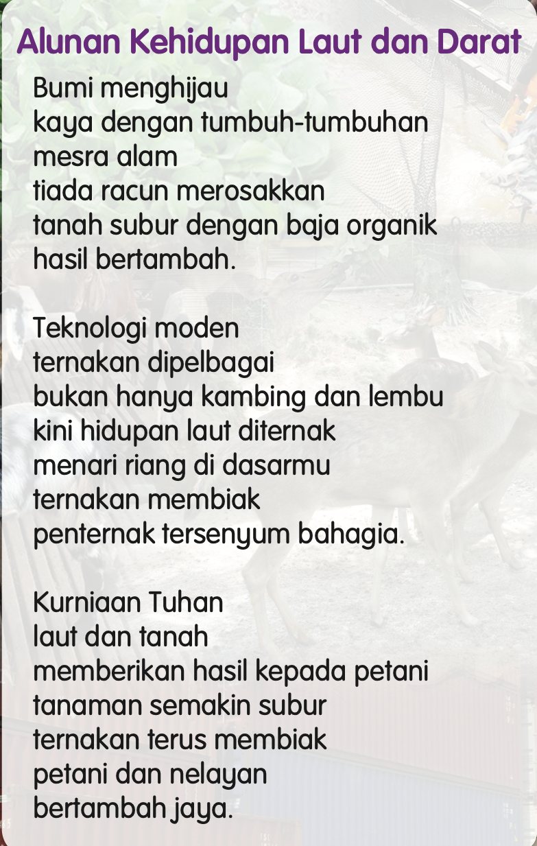 Sajak Alunan Kehidupan Laut dan Darat, tiga rangkap