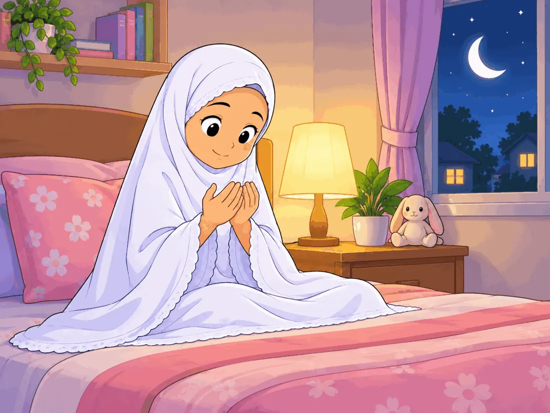 Seorang murid membaca surah sebelum tidur