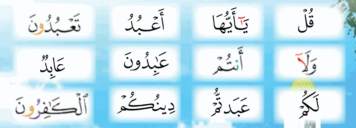Dua belas kad kalimah daripada surah al-Kafirun