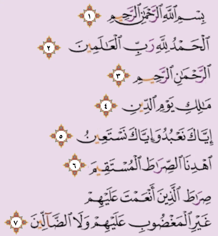 Surah al-Fatihah ayat 1 hingga 7