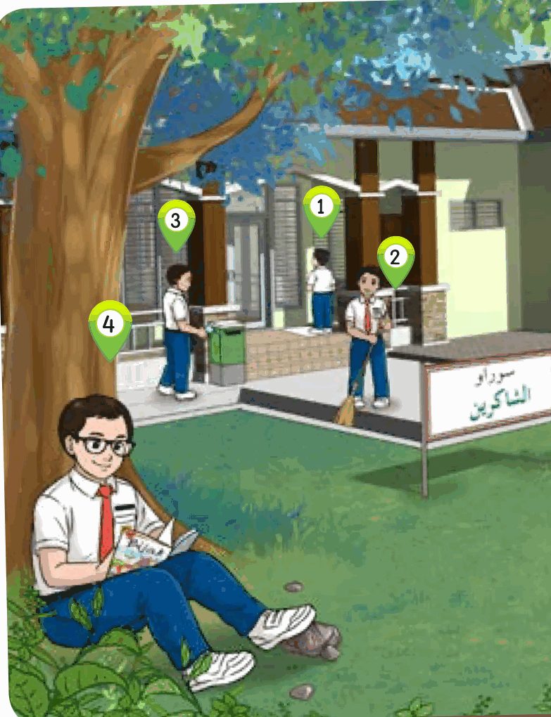 Murid di kawasan surau sekolah