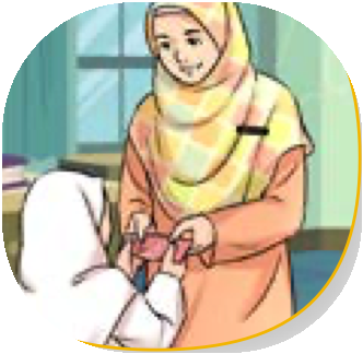 Siti menyerahkan duit kepada ustazah