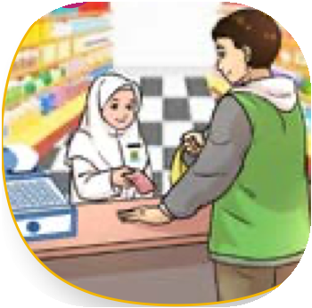 Siti membelanjakan duit di kedai