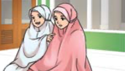 Nora bergurau dengan kawannya semasa solat