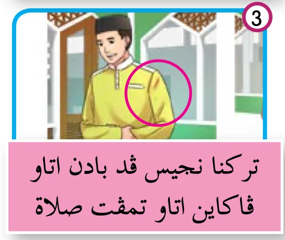 3. Terkena najis pada badan atau pakaian atau tempat solat