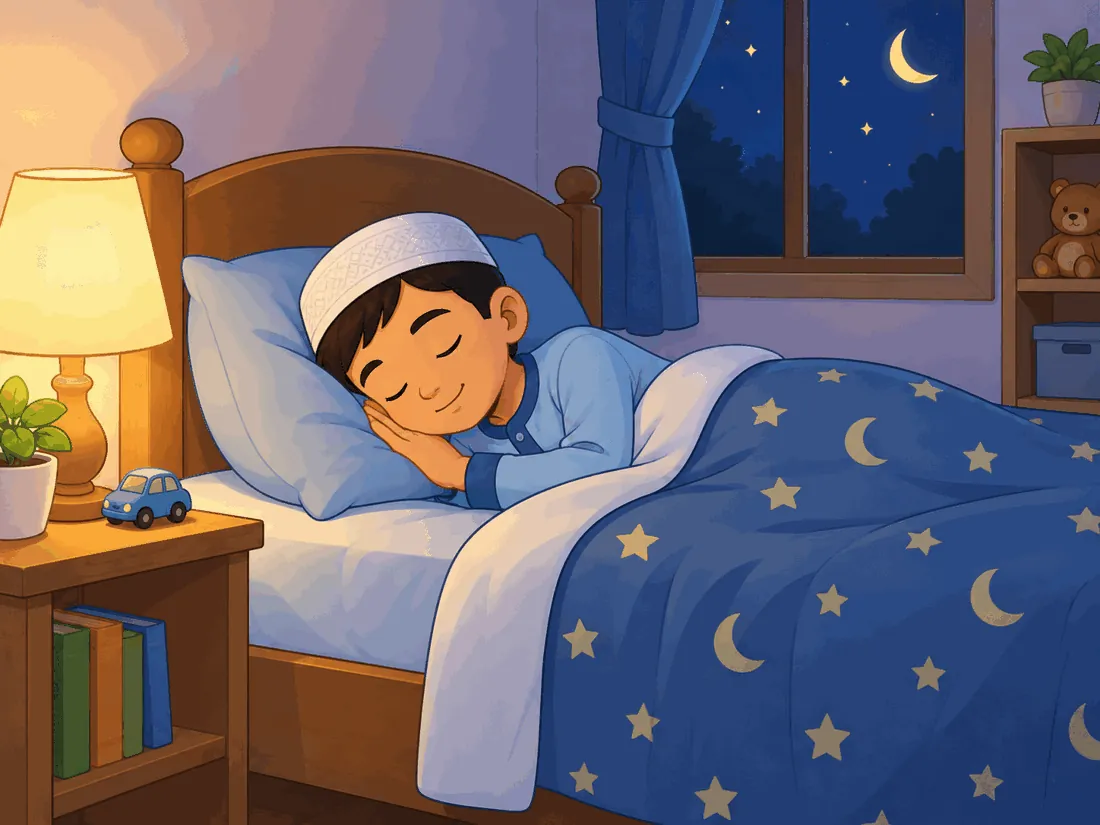 Seorang budak tidur mengiring ke kanan