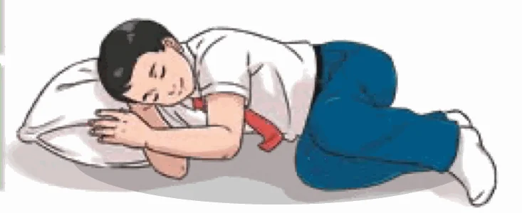Murid tidur sekejap di atas bantal