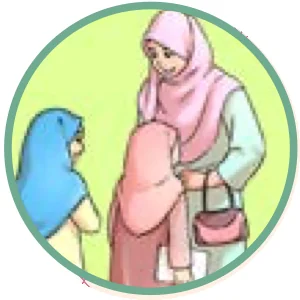 Seorang ibu menegur dua kanak-kanak dengan mesra