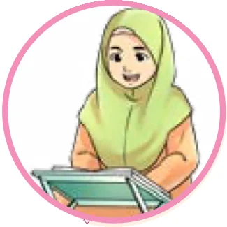 Murid perempuan membaca al-Quran di atas rehal