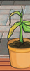 Pokok yang layu dengan daun kuning dalam pasu