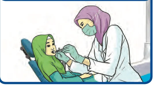 Doktor gigi memeriksa gigi di klinik