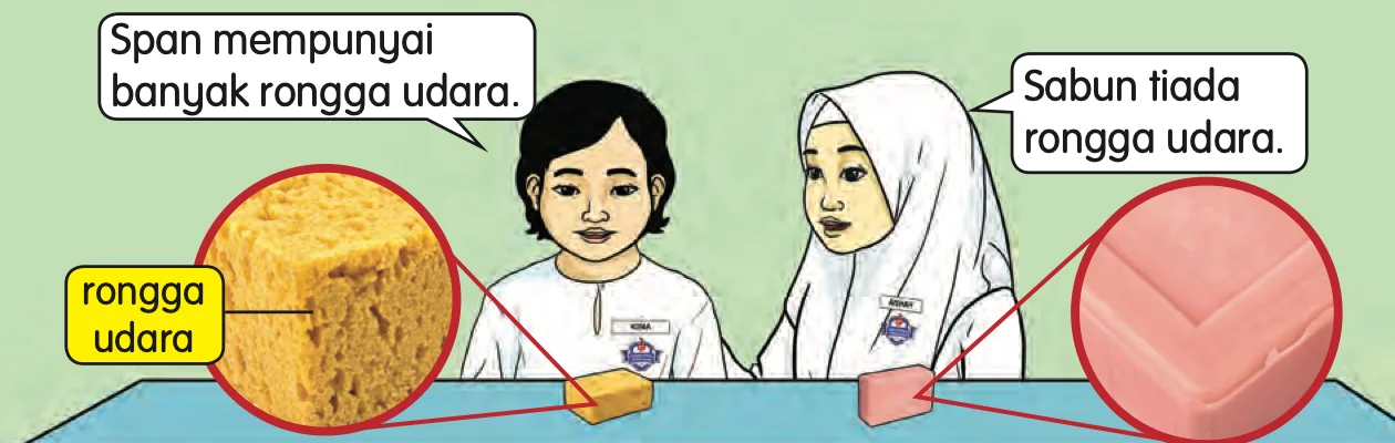 Span yang dibesarkan penuh dengan lubang kecil dan sabun yang tiada lubang