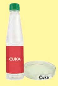 Cuka dalam botol dan piring petri