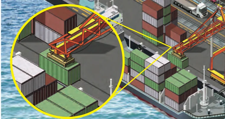 Kren di pelabuhan mengangkat kontena dari kapal