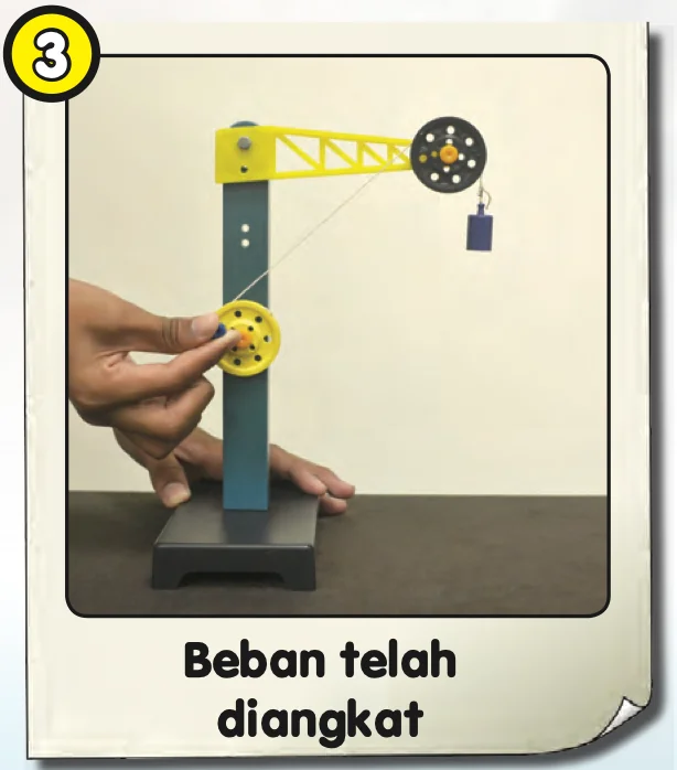 Beban telah diangkat tinggi ke takal hitam