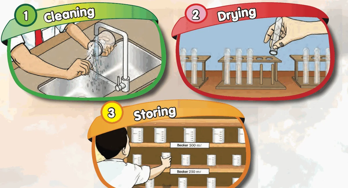 Three steps: cleaning, drying and storing apparatus
