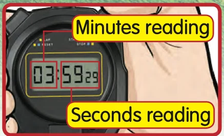 Digital stopwatch showing 03:59 29