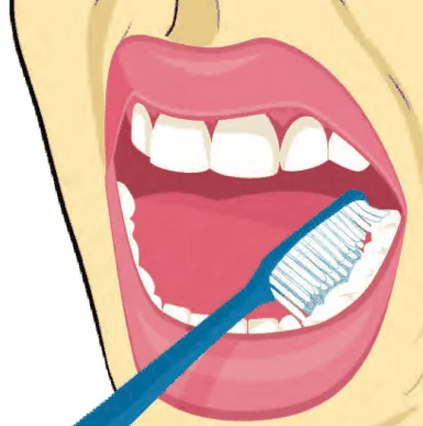 Brushing teeth with a toothbrush