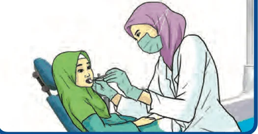 A dentist checking a girl's teeth