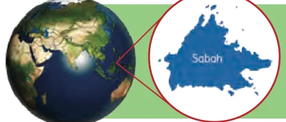 The globe and a map of Sabah