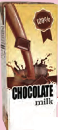 A small carton of chocolate milk