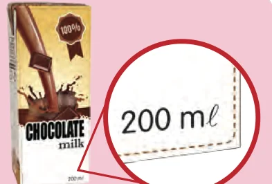 A 200 ml carton of chocolate milk