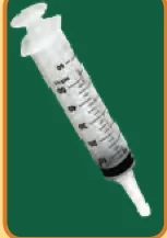 A small plastic syringe