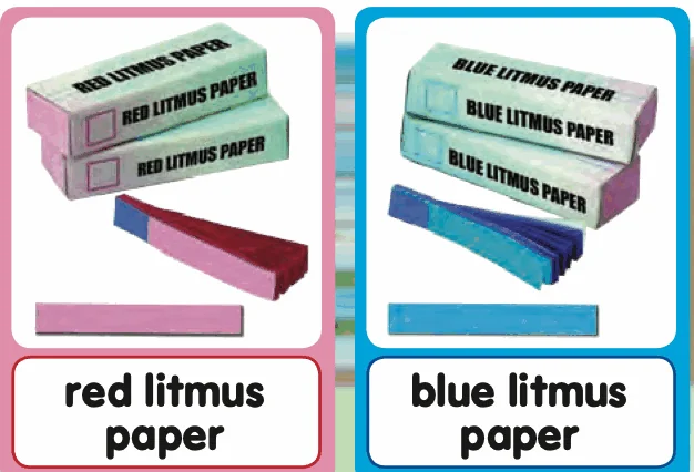 Boxes and strips of red litmus paper and blue litmus paper
