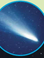 A comet with a long white tail